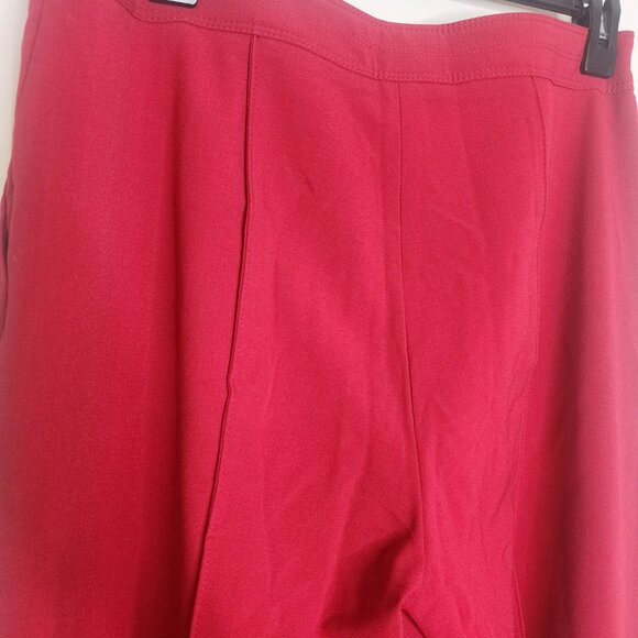 Moda international Red high waisted paper bag flare wide leg dress pants size 10 - Picture 9 of 12